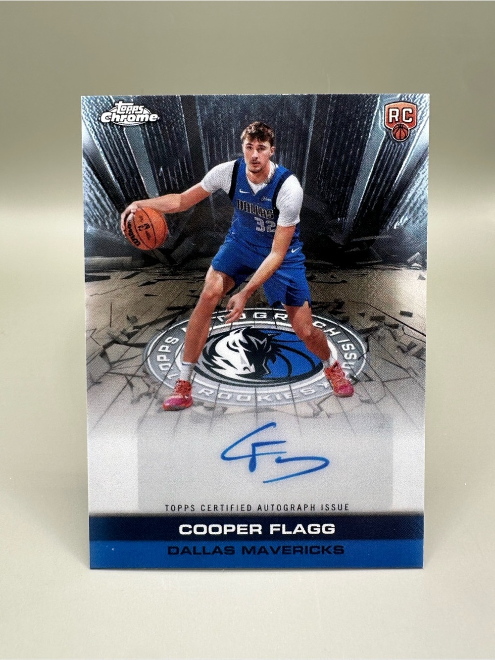 Cooper Flagg Rookie 2025 Topps Chrome Autograph Issue Novelty Card.